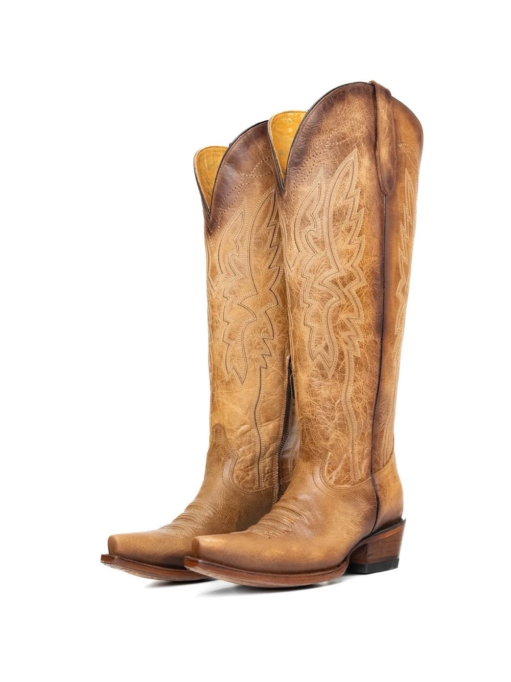 Alexia Tall Wide Calf Snip Toe Cowgirl Boot - Olden Tan
